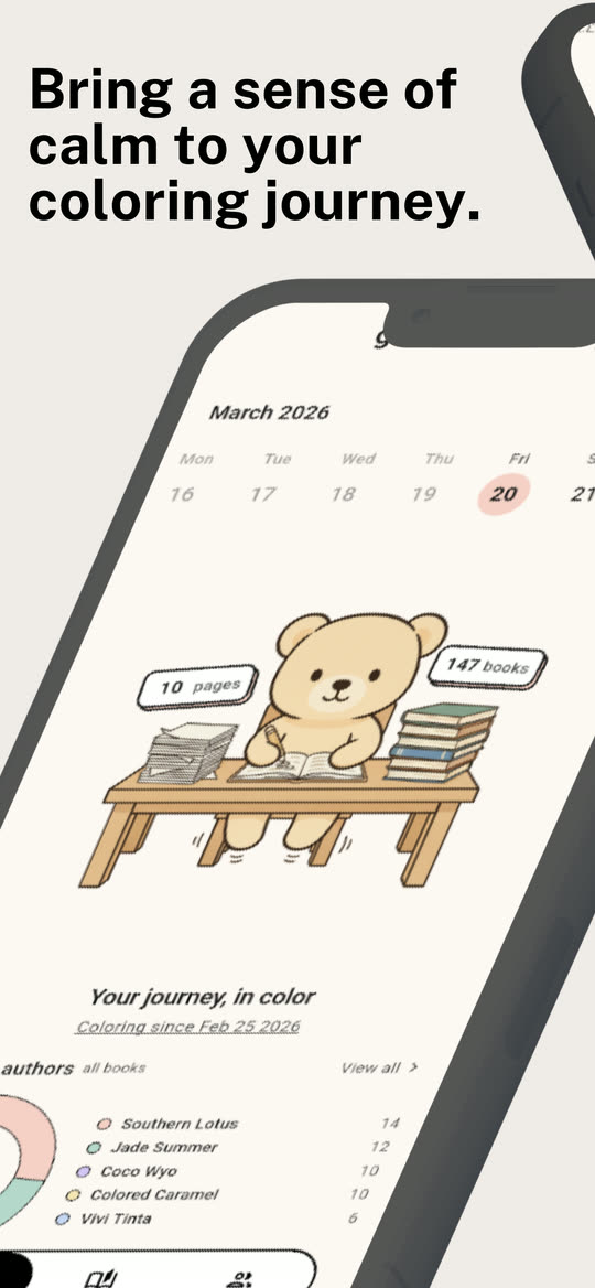 Calm coloring journey home screen
